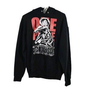 Anime Luffy Mens Medium Black Long Sleeve Hoodie